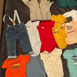 Mixed Baby Boy Onesies & Overalls Set - Assorted Colors